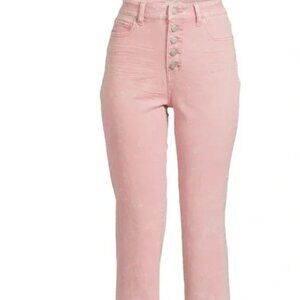 Women's High Rise Waist Straight Crop Jeans, size 6, Pink Button Up Fly